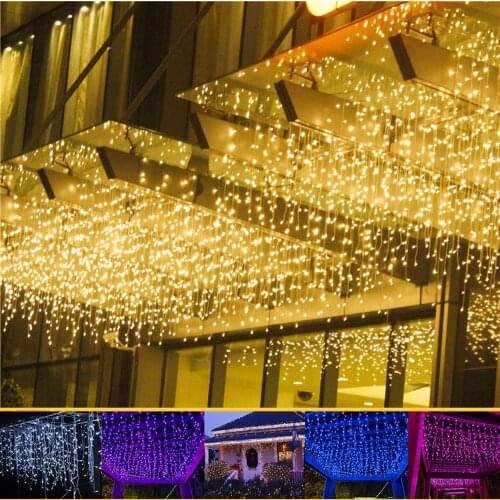 220V EU LED Christmas Light Icicle Waterproof Fairy String Curtain Lights Garland Outdoor For Wedding Party Bar New Year Decor