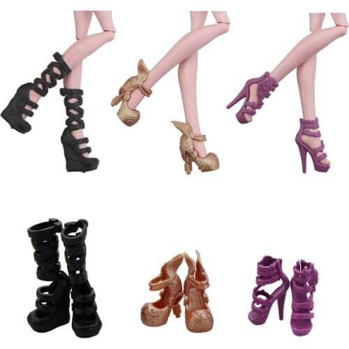 Fashion 3 Pairs Shoes Mixed Style High Heels Sandals Party Dating Dress Up Accessories for Monster High Doll for Ever After Doll