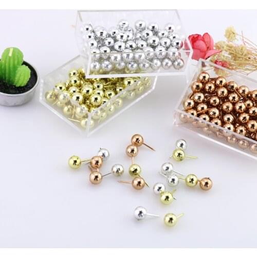 TUTU 70pcs/set gold sliver color PushPins Assorted Paper Map Cork Board Capped Headed Fixing Thumb Tacks Pin Office School H0033