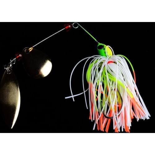 YUZI Metal Lure Wobblers Sinking Fishing Lure Spinnerbait Black Large Mouth Bass Fish Colorado Willow Blades Flash Chartreuse