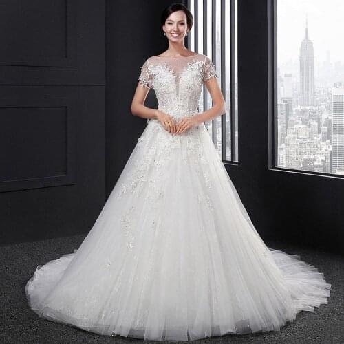 SL-002 wedding dress 2020 simples boho apliques robe beaded backless beach tulle femme blanco robe fluide ever pretty princess