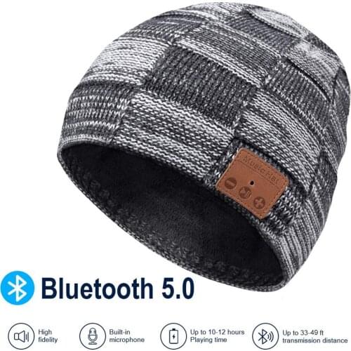 2021 Winter Bluetooth Beanie wireless Rechargeable USB led music Headset running outdoor Warm Knitting ski Hat earphone cap