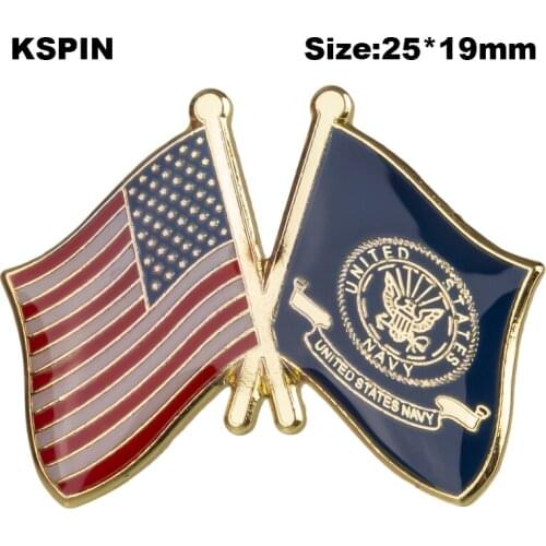 U.S.A & Navy Friendship Badge Flag Brooch National Flag Lapel Pin International Travel Pins Collections XY0656