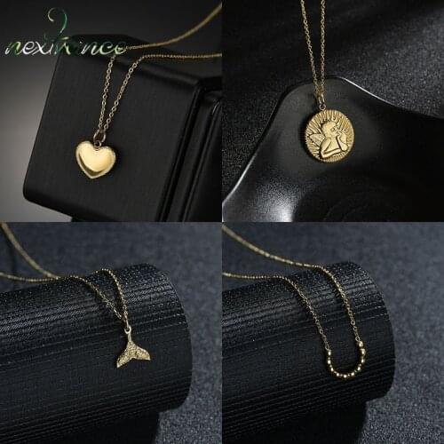 Nextvance Stainless Steel Gold Necklace Simplicity Angel Heart Tail Elephant Necklace Lover Girl Couple Christmas Current Gift