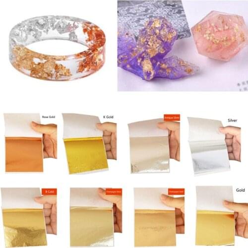 100Pcs Imitation Gold Sliver Copper Foil Papers Leaf Leaves Sheets Foil Paper Gilding Craft Resin Jewelry Making Filling