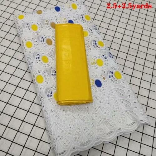 2.5+2.5yards Bazin Brocade Damask Fabric with Soft Swiss Lace for Femme Robe New Bazin Riche Brode Fabric CP027