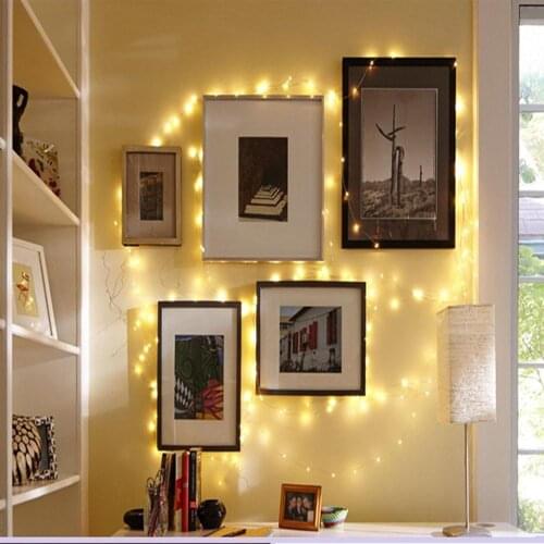 2020 Copper Wire Battery Power 2m 20LED Flat Fairy String Light Wall Window Garden Christmas Decoration Party String Lamp