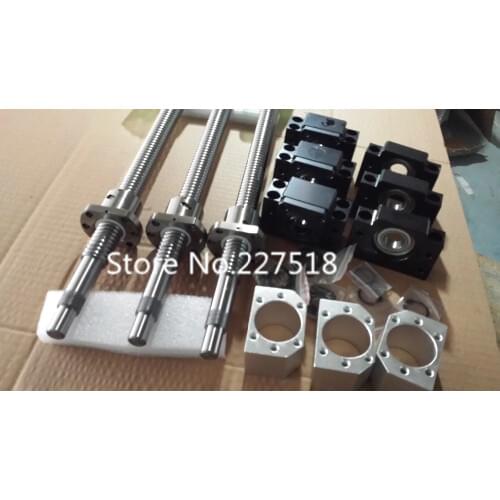 3 sets SFU2505-1500mm ball screw+3 BK20/BF20+3 DSG25H nut holder
