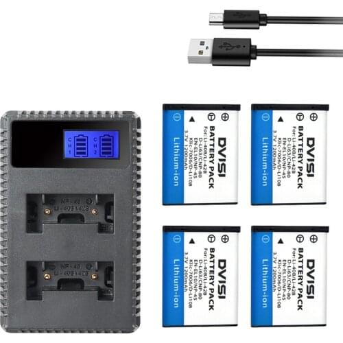 4Pcs LI-42B Li-40B Li 42B 40B EN-EL10 battery + LCD USB Charger for OLYMPUS U700 FE230 FE340 FE290 FE360 U1040 X915 VR320 VR330