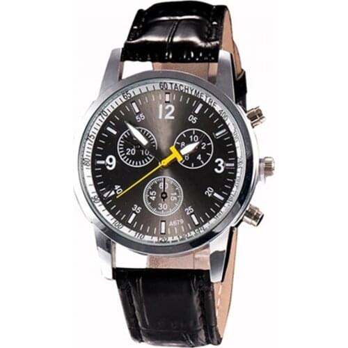 40%HOT Mens Fashion Faux Leather Strap Round Dial Analog Casual Wrist Watch Xmas Gift