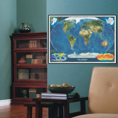 The World Satellite Map With Biosphere Map And Earth Surface Temperature Home Wall Canvas Painting For Wall Decor