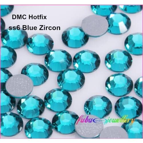 Free Shipping! 1440pcs/Lot, ss6 (1.9-2.1mm) High Quality DMC Blue Zircon Iron On Rhinestones / Hot fix Rhinestones