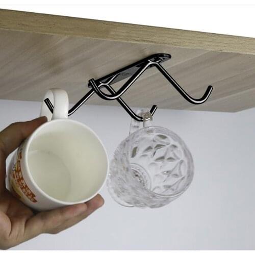 Coffee Mug Holder Hook Portable Metal Storage 8 Hanging Hooks Kitchen Utensils No Rust Stainless Steel Organizer Wine Rack