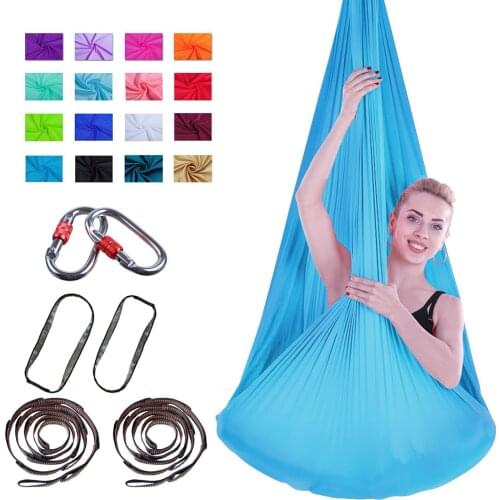 Hammock Flying-Aerial Stretch Yoga Hammock Indoor Hammock Silk Anti-Gravity Fabric Swing Yoga Knot-Free Full set Multifunction