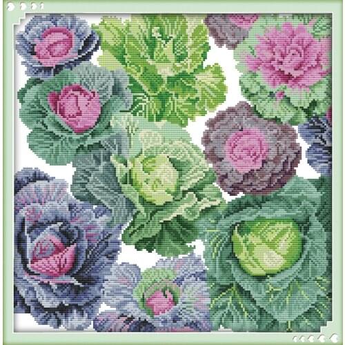 Cabbage Vegetables Cotton Canvas Cross Stitch Kits 100% Accurate Printed Embroidery DIY Handmade Needle work Wall Home Decor