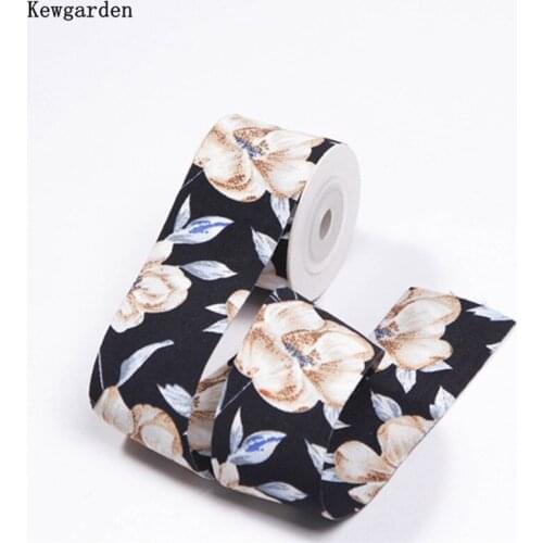 Kewgarden DIY Make Hair Bows Accessories Handmade Tape Sewing Carfts 1.5" 1" 25mm 38mm Printed Flower Ribbons 10 Yards