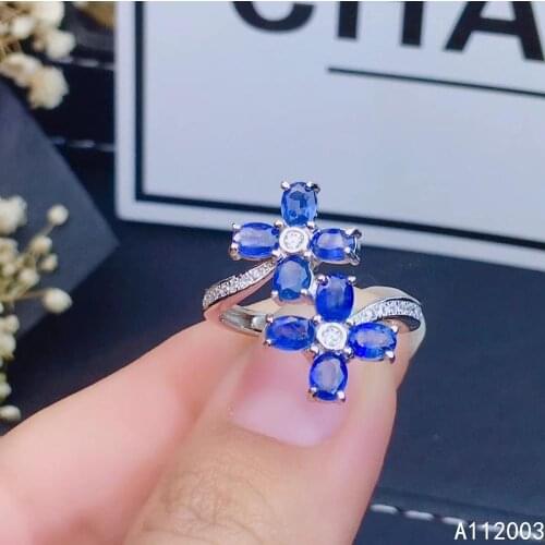 KJJEAXCMY fine jewelry 925 sterling silver inlaid natural sapphire new Female ring exquisite Support Detection
