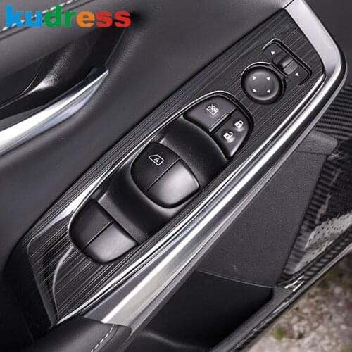 For Nissan Sentra Bluebird Sylphy Almera 2020 2021 Carbon Fiber Car Interior Window Lift Switch Panel Cover Trim Accessories LHD