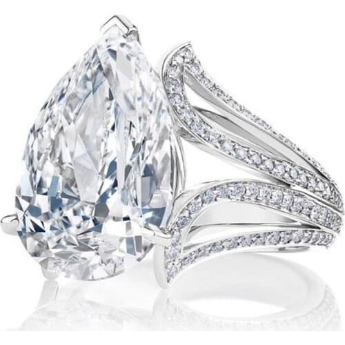 Hot Selling Jewelry Atmospheric Water Drop White Zircon Fashion Ring New Simple Fashion Hot Selling Whole Sale