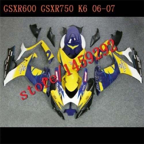 Fit yellow white blue GSXR600 750 06-07 GSXR750 06 07 GSXR 600 2006 2007 2006-2007 Fairing kit Motocycle Accessories