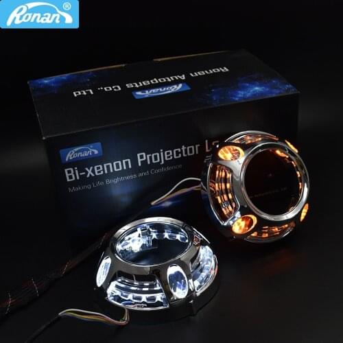 Ronan 3.0 inch white switch back yellow DRL LED angel eyes mask cover for car styling headlight retrofit