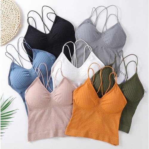 Women Tanks Crop Top Sexy Lingerie Seamless Underwear Female Crop Tops Sexy Backless Intimates with Removable Padded Camisole