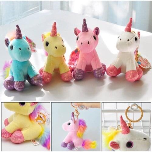 Colorful Unicorn Plush Toy Backpack Pendant Keychain Stuffed Animal Plush Keychains Small Pendant Bag Accessories