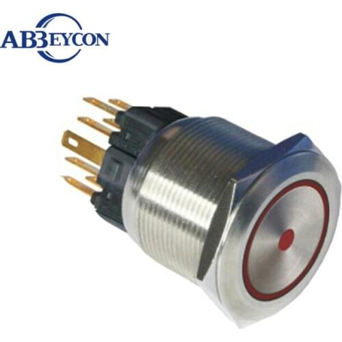 25mm angel eye dot Ring lamp light illuminated stainless steel doorbell 12VDC blue/red led latching metal push button switch