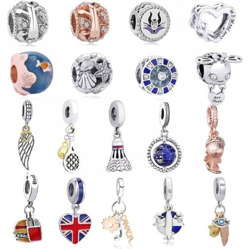 CHIELOYS 2pcs/lot Hot Sale Beads Flower Crystal Pendant Beads For DIY Original Brand Charm Bracelets&Bangles Jewelry