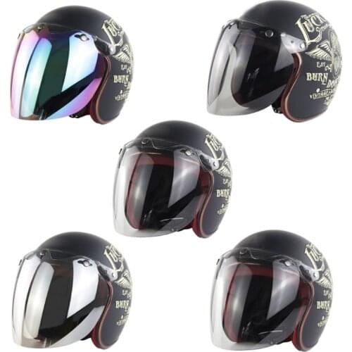 Motorcycle Helmet Bubble Visor 3-Snap Design Open Face Helmet Visor with PC Lens Gift for Motorcycle Enthusiasts