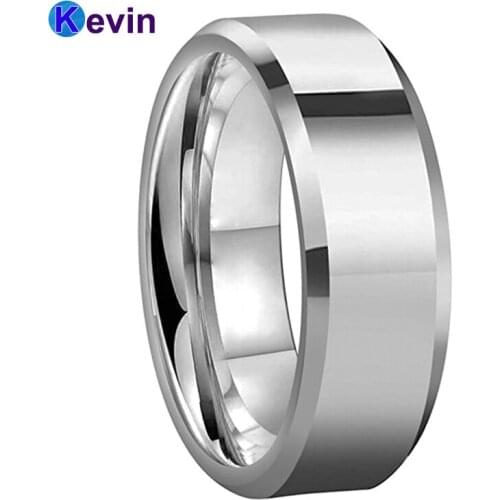 Men Women Tungsten Carbide Ring Wedding Band High Polished Bevel Edges 6MM 8MM Comfort Fit