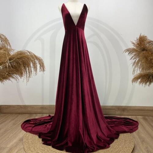Soft Maxi Long Deep V Maternity Dress Pregnant Velvet Gown Evening Party Robe for Woman Photography Prop Baby Shower Costume
