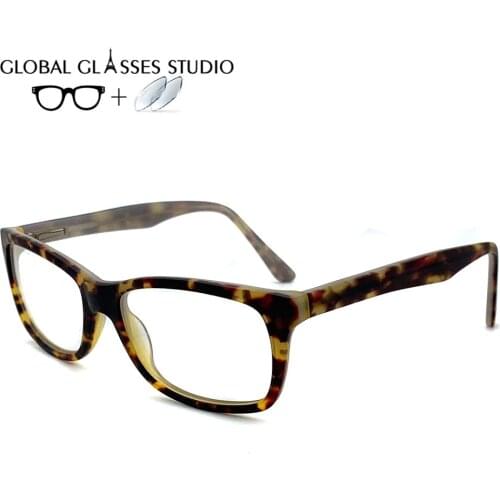 Men Women Acetate Glasses Frame Eyewear Eyeglasses Reading Myopia Prescription Lens 1.56 Index 19502