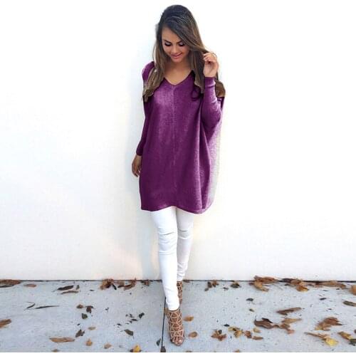 Autumn Long Sleeve V Neck Pullovers Women Sweaters Casual Loose Long Sweater Women Thin Pullovers For Female Tops