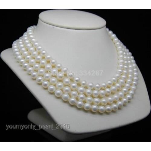 Cultured 7-8mm AAA+ White pearls necklaces