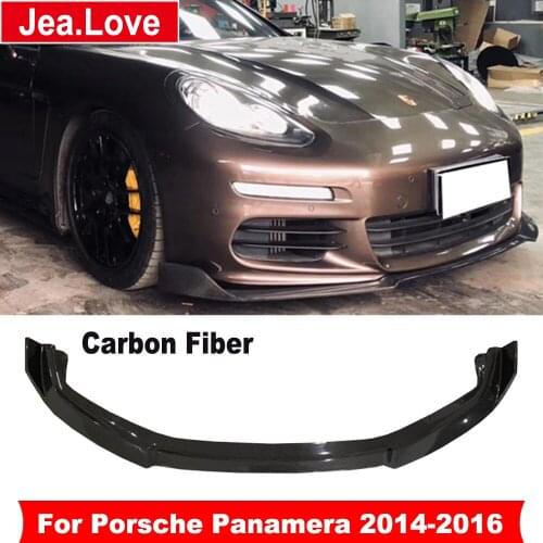 Real Carbon Fiber Front Bumper Lip Shovel Chin Car Body Styling For Porsche Panamera 2014-2016