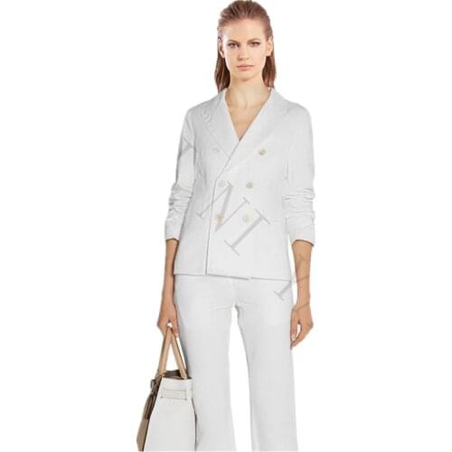 Jacket+Pants Womens Business Suits Ivory Female Office Uniform Formal Prom Party Ladies Trouser Suit 2 Piece Womens Tuxedo