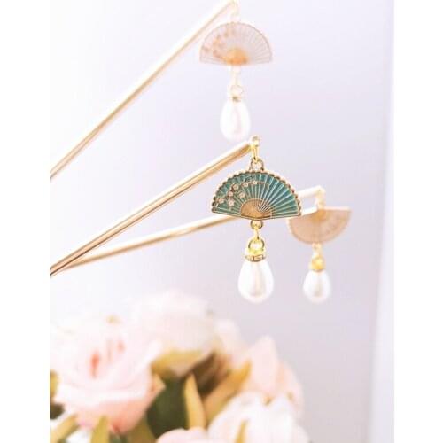 Ancient wind Han clothing tweezers disc hair hair day-to-day simple fan hair to preserve the color of gold Chinese headdresshair