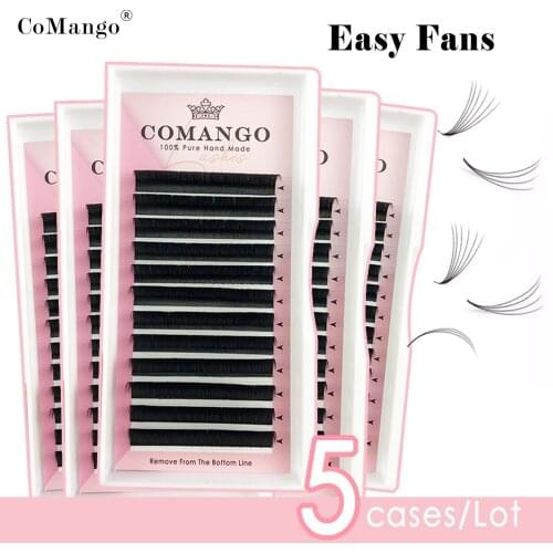 CoMango 5Cases/Lot Easy Fanning Eyelash Extension Blooming Volume Eyelashes Self-making Fast Fans Bloom Lashes Wholesale