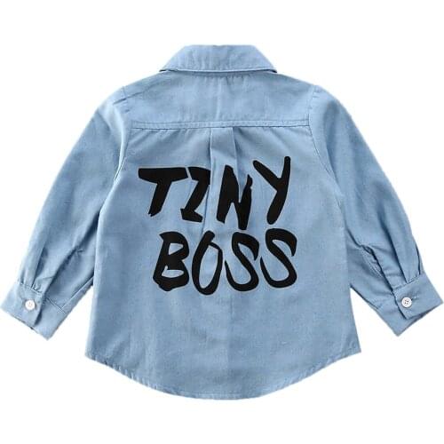 New Kid Baby Girl TINY BOSS Shirts Tops Clothes Denim Long Sleeve Coat Shirt