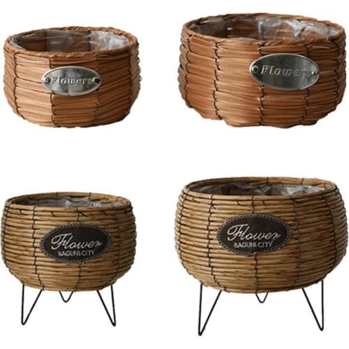 Hand-woven Flower Basket Multi-functional Storage Decorative Flower Pot Craft