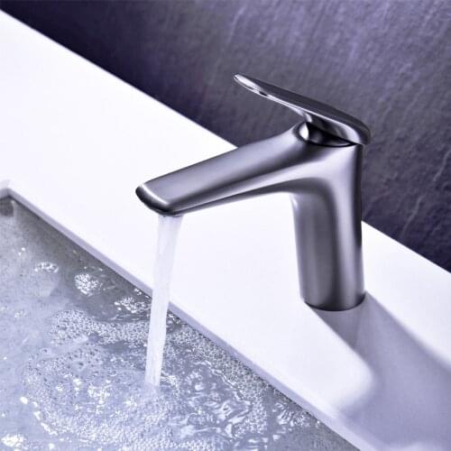 Basin Faucet Gun Gray Brass Bath Sink Faucet Single Hole Bathroom Mixer Tap Black Wash Basin Faucet Hot and Cold Lavotory Faucet