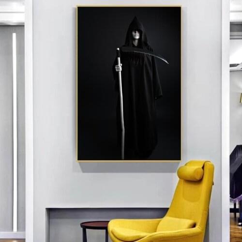 Modern Portrait Posters and Prints Wall Art Canvas Painting Grim Reaper Decorative Pictures for Living Room No Frame