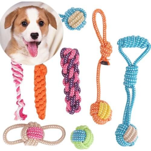 1 PCS Dog Bite Rope Multicolor Cotton Rope Braided Molar Bite-resistant Cleaning Dog Rope Knot Toys Cleaning Teeth Pet Supplies