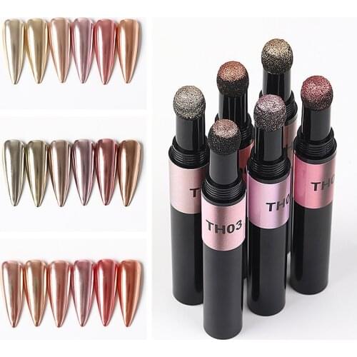 Air Cushion Magic Powder Pen Mirror Effect Nail Glitter Nail Art Manicure Makeup Holographic Chrome Nail Accessories for Girls