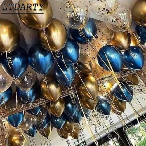 12pcs golden metallic glossy balloons confetti latex balloons birthday party decoration kids adult Globos Easter party supplies