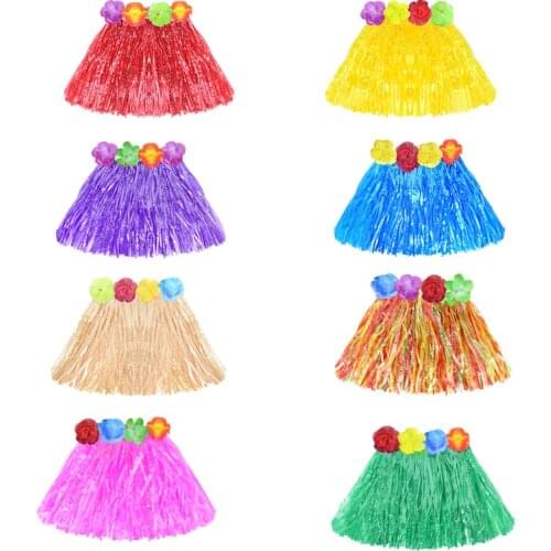 30/40cm Hawaiian Party Hula Grass Skirt Tropical Summer Beach Party Favor Decoration Woman Children Hula Dance Supplies
