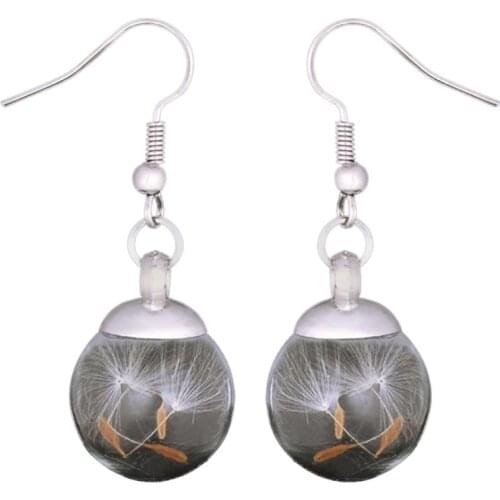 Dandelion Earrings Elegant Fashion Dangle Earrings Charm Drop Earrings Charms Dried Flowers Dangle Earrings for Women