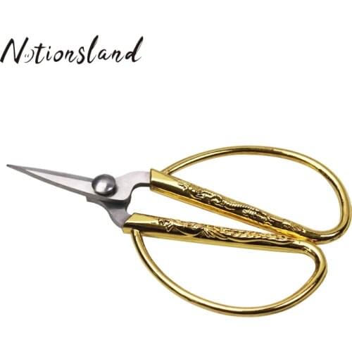 1Pc Gold Vintage Sewing Scissors Tailor Scissors for DIY Cross Stitch Needlework Fabric Small Dressmakers Shears Sewing Tools
