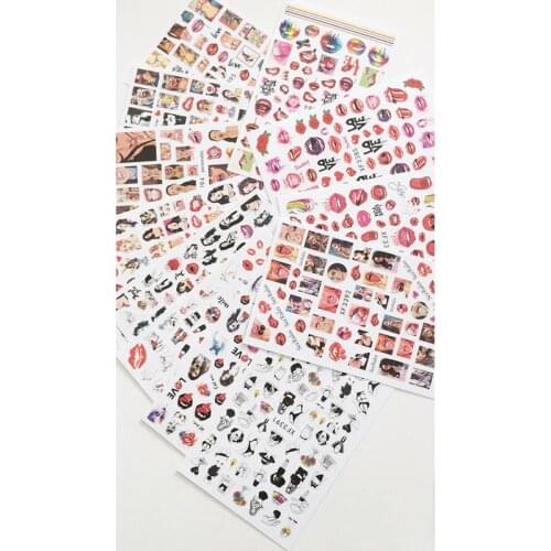 Red lips love rose high heels cherry lipstick character nail stickers art decoration accessories stickers 10PCS